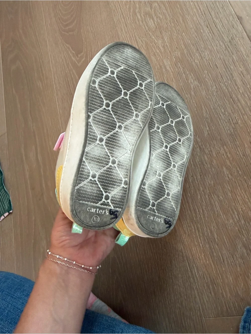 Carter’s Girls Glitter Sneakers Pink Rainbow Size 10